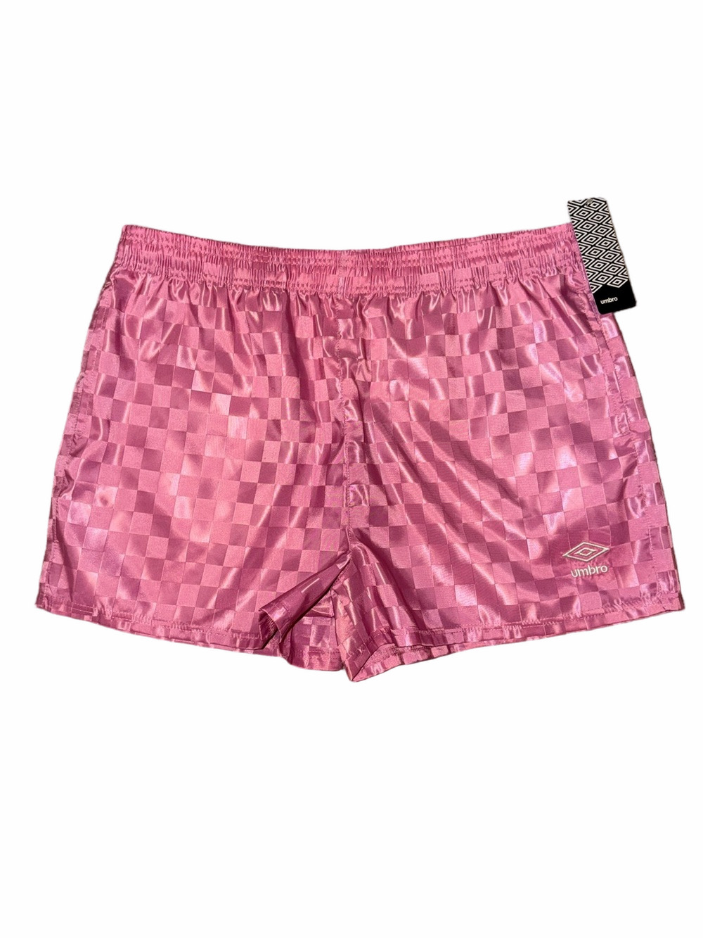 Umbro Women’s Pink Checker Satin Soccer Athletic Shorts XL New
